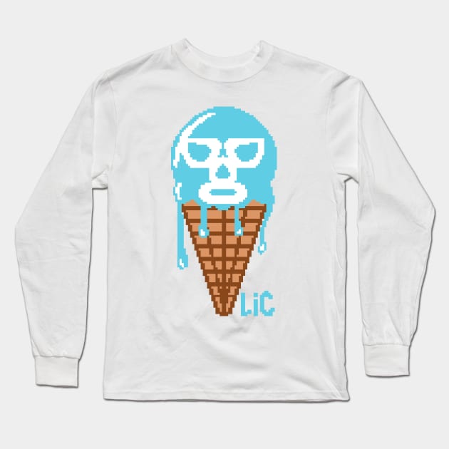 Lucha Ice Cream Logo PIXEL BLUE Long Sleeve T-Shirt by luchaicecream